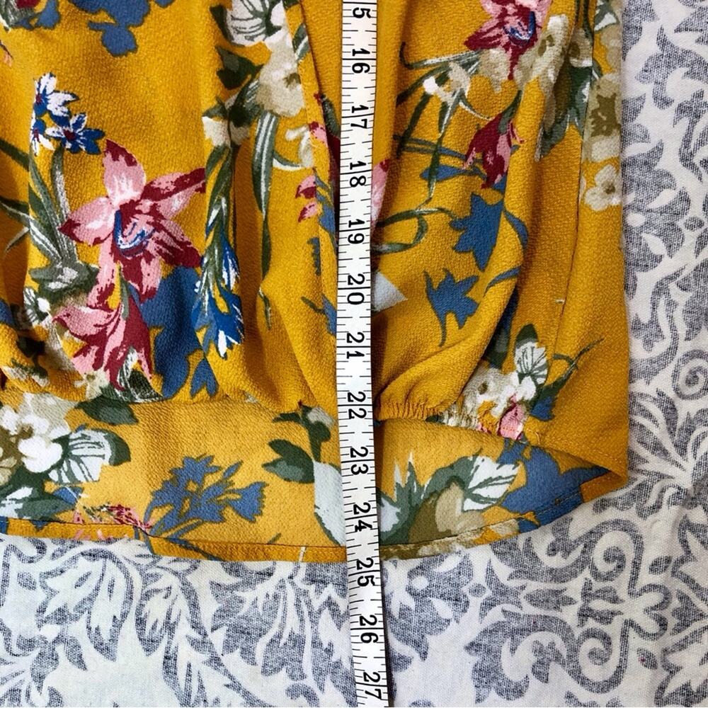 Blue Rain Mustard Floral V Neck Top - Picture 7 of 16
